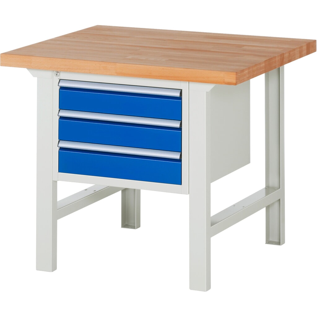 Product afbeelding: Werkbank RAU serie 7000, 1 kast, hxbxd 840 x 1.000 x 900 mm, 3 x voor 90% uittrekbare lades 3 x 120 mm, draagvermogen lade 100 kg