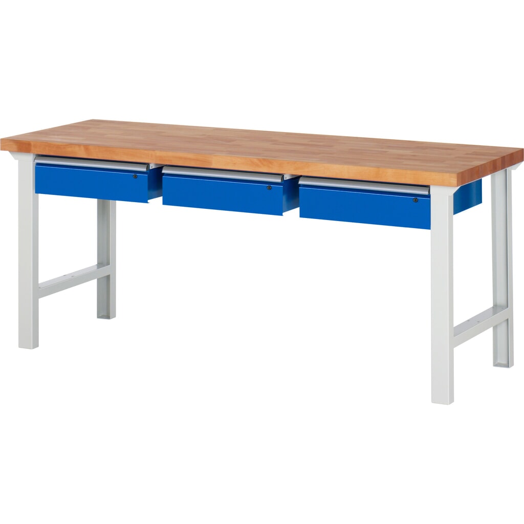 Werkbank RAU serie 7000, hxbxd 840 x 2.000 x 700 mm, 3 lades 3 x 150 mm, draagvermogen lade 50 kg Product afbeelding: Werkbank RAU serie 7000, hxbxd 840 x 2.000 x 700 mm, 3 lades 3 x 150 mm, draagvermogen lade 50 kg