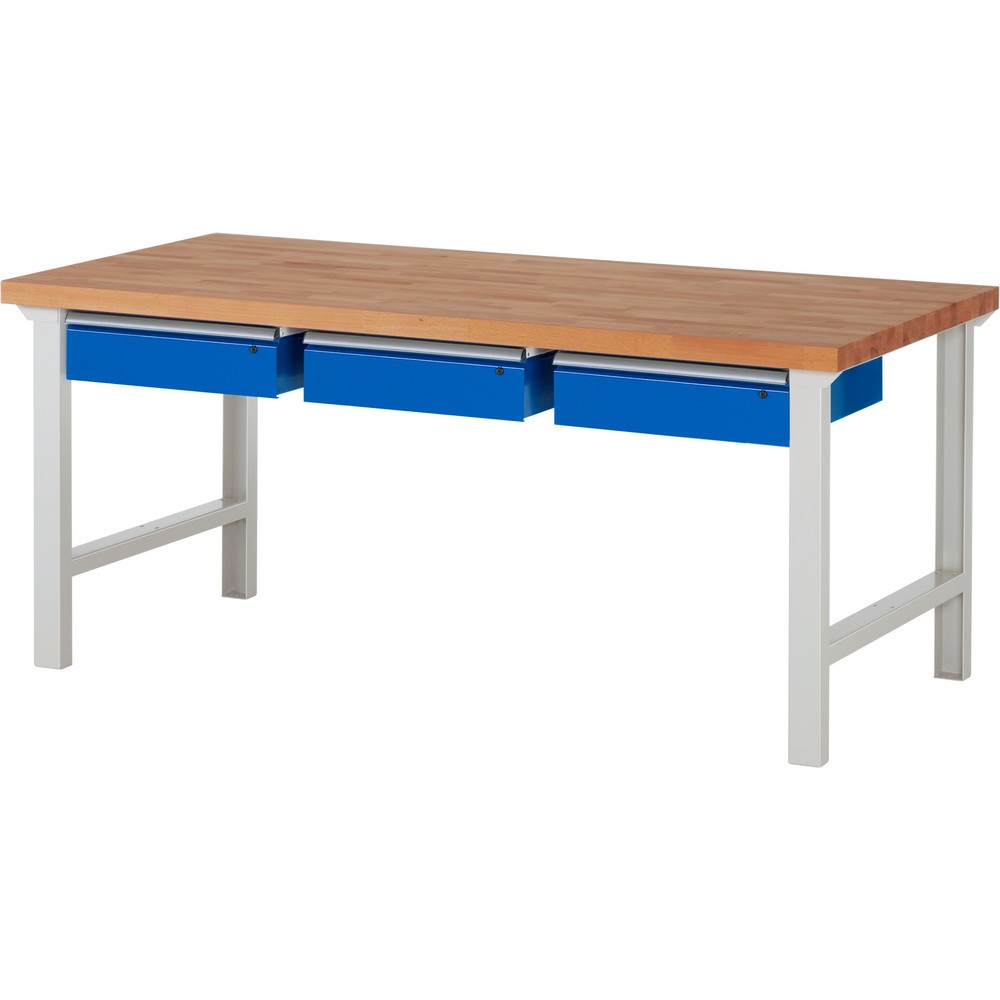Productafbeelding nr. 1: Werkbank RAU serie 7000, hxbxd 840 x 2.000 x 900 mm, 3 lades 3 x 150 mm, draagvermogen lade 50 kg