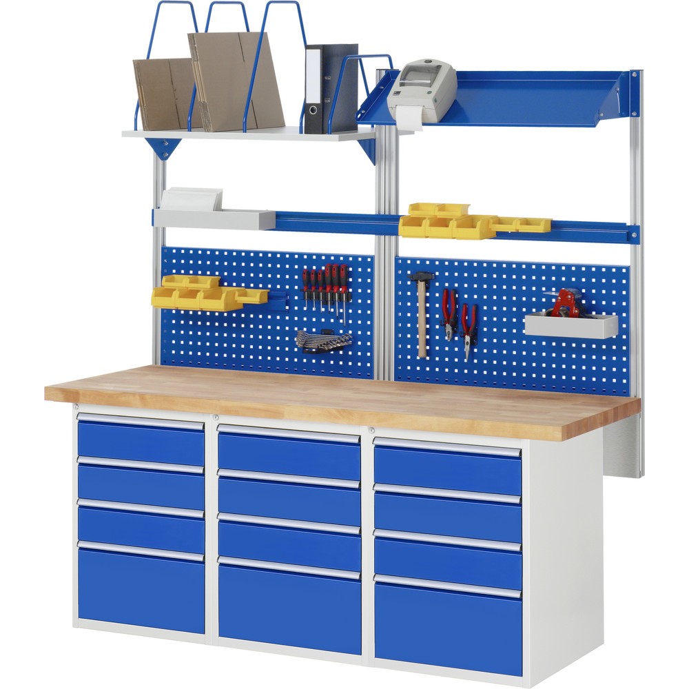 Productafbeelding nr. 4: Werkbank RAU serie 7000, 3 kasten, hxbxd 840 x 2.000 x 700 mm, 12 x voor 100% uittrekbare lades 9 x 150 mm, 3 x 270 mm