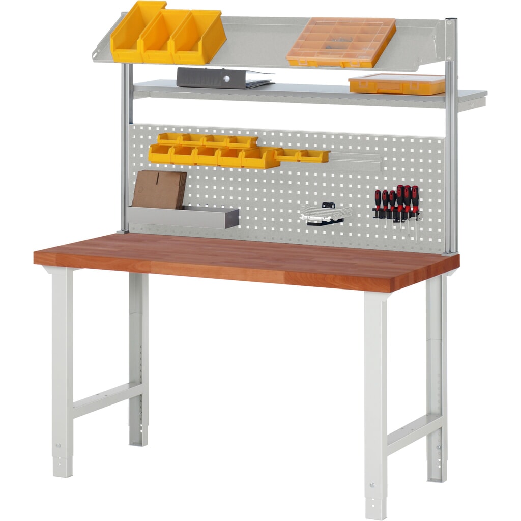 Productafbeelding nr. 2: Werkbank RAU serie 7000, massief beuken werkblad, 1 lade, hxbxd 790-1.140 x 1.500 x 700 mm, 1 lade