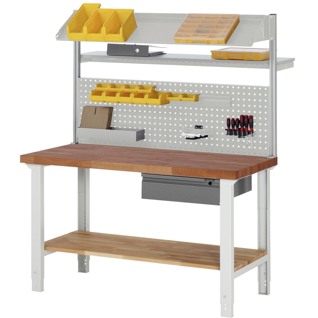 Werkbank RAU serie 7000, massief beuken werkblad, 1 lade, hxbxd 790-1.140 x 1.500 x 700 mm, 1 lade Productafbeelding nr. 3: Werkbank RAU serie 7000, massief beuken werkblad, 1 lade, hxbxd 790-1.140 x 1.500 x 700 mm, 1 lade