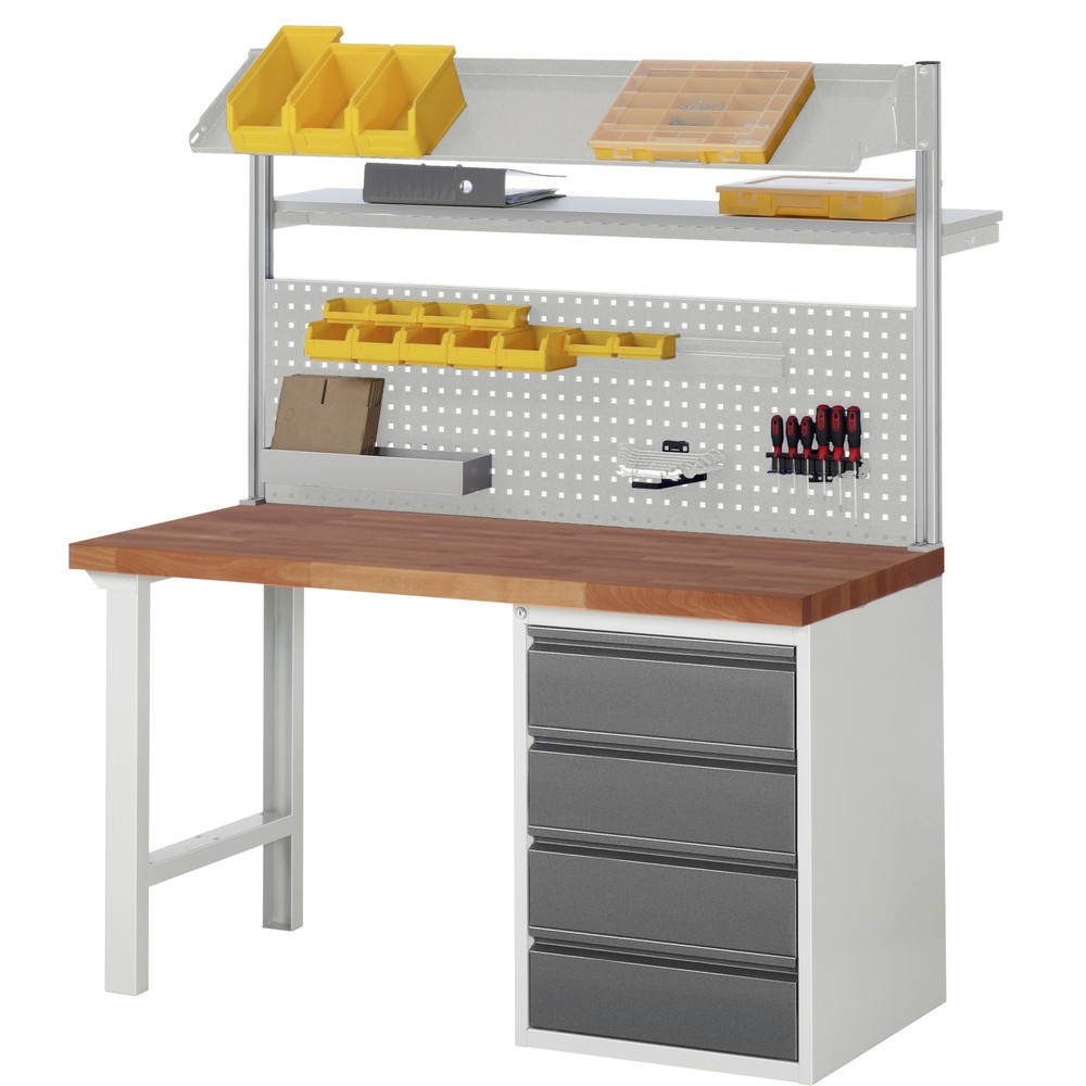 Productafbeelding nr. 6: Werkbank RAU serie 7000, massief beuken werkblad, 1 lade, hxbxd 790-1.140 x 1.500 x 700 mm, 1 lade