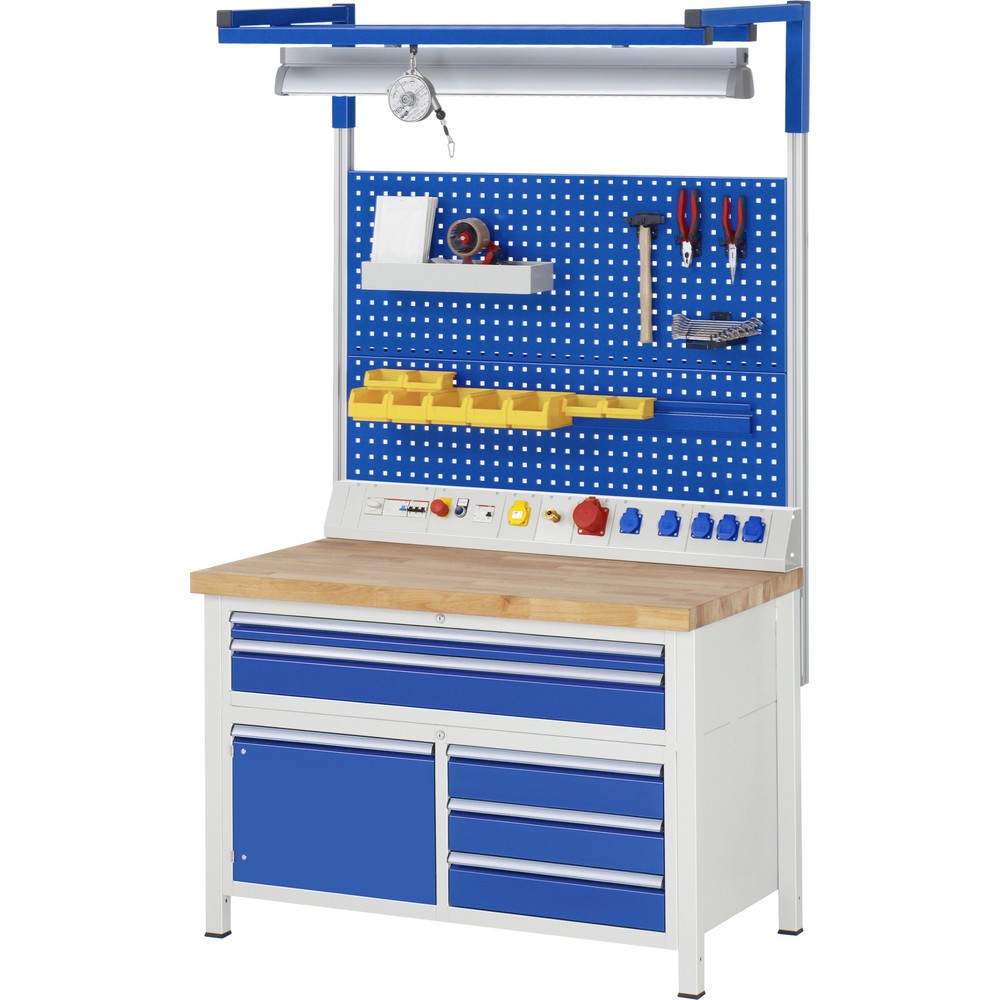 Productafbeelding nr. 5: Werkbank RAU serie 8000, 1 driedubbele kast, hxbxd 840-1.040 x 1.250 x 700 mm, 7 x voor 90% uittrekbare lades 3 x 60, 4 x 180 mm