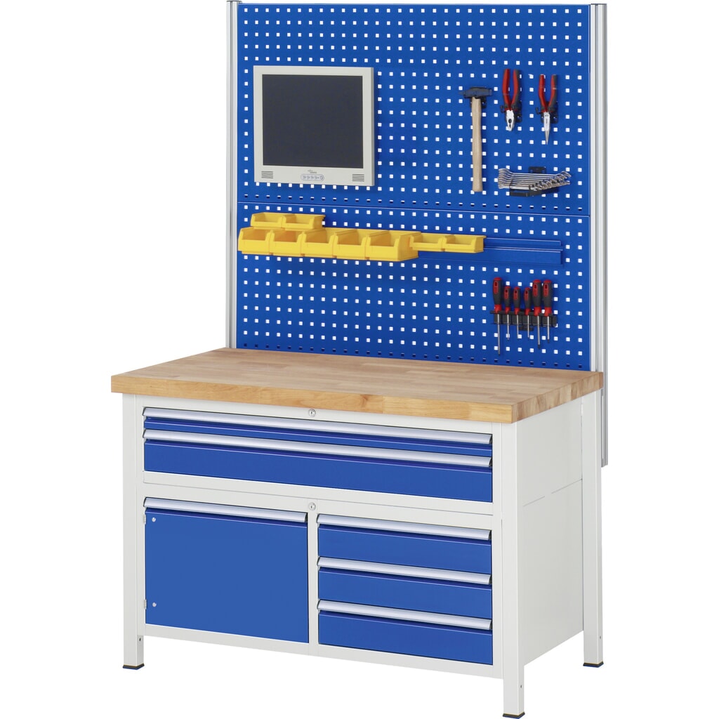 Productafbeelding nr. 8: Werkbank RAU serie 8000, 1 driedubbele kast, hxbxd 840-1.040 x 1.250 x 700 mm, 7 L + 2 XXL lades, voor 90% uittrekbaar