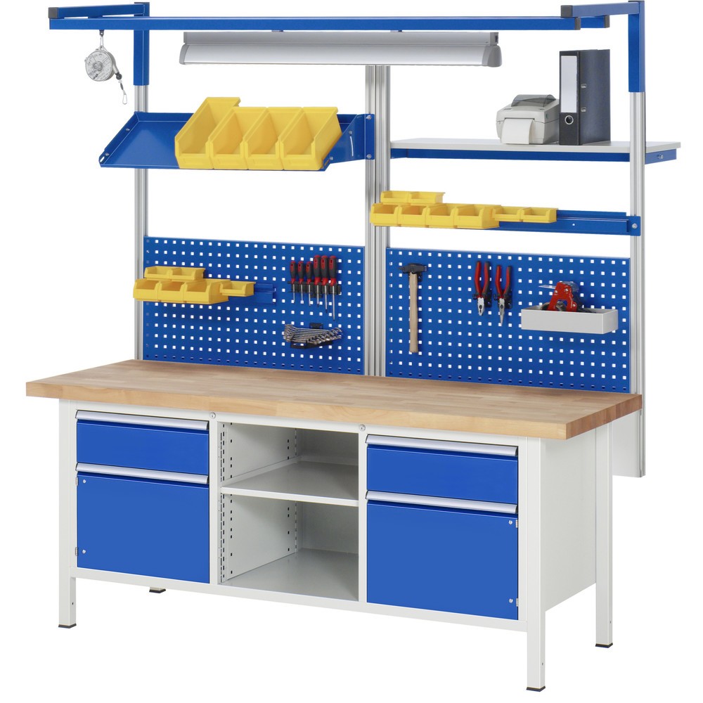 Productafbeelding nr. 5: Werkbank RAU serie 8000, 1 driedubbele kast, 2 legborden, hxbxd 840-1.040 x 2.000 x 700 mm, 3 x voor 90% uittrekbare lades