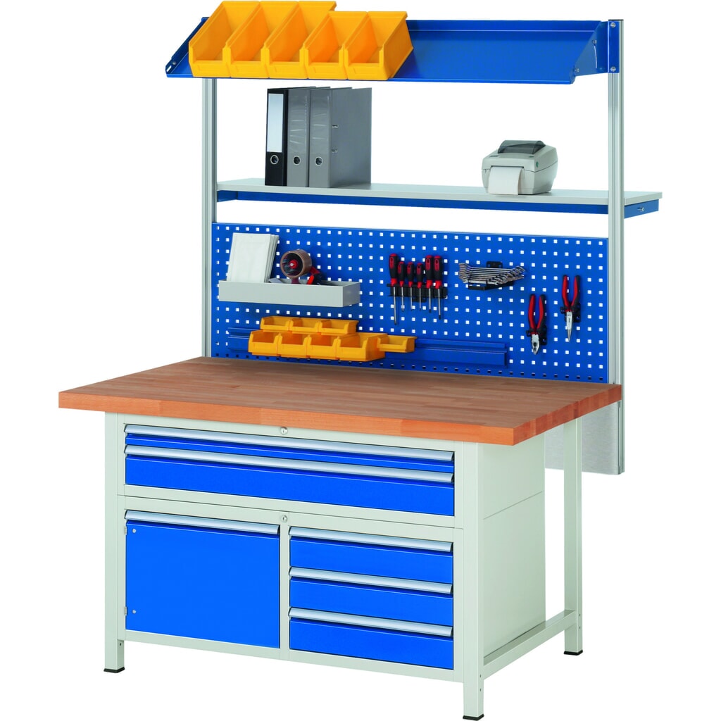 Productafbeelding nr. 8: Werkbank RAU serie 8000, 1 driedubbele kast, 1 draaideur, hxbxd 840-1.040 x 1.500 x 900 mm, 5 x voor 90% uittrekbare lades