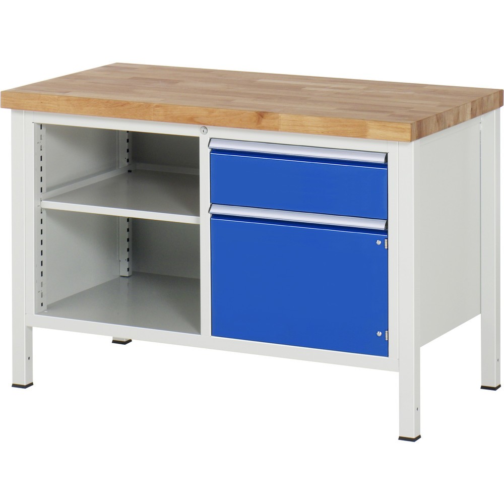 Productafbeelding nr. 1: Werkbank RAU serie 8000, 1 dubbele kast, hxbxd 840 x 1.250 x 700 mm, 1 lade, 1 draaideur