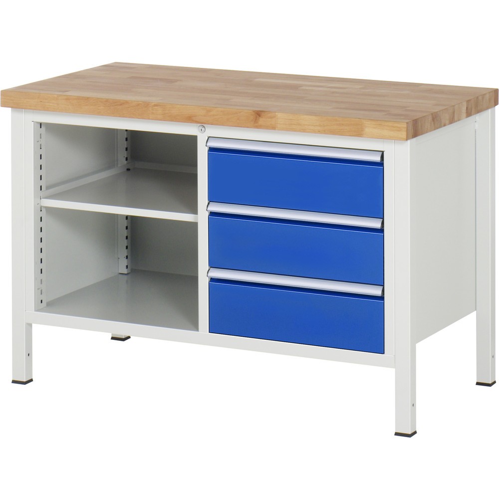 Productafbeelding nr. 1: Werkbank RAU serie 8000, 1 dubbele kast, hxbxd 840 x 1.250 x 700 mm, 3 lades