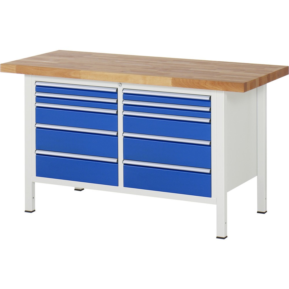 Productafbeelding nr. 1: Werkbank RAU serie 8000, 1 dubbele kast, hxbxd 840 x 1.500 x 700 mm, 10 x voor 90% uittrekbare lades, draagvermogen lade 100 kg