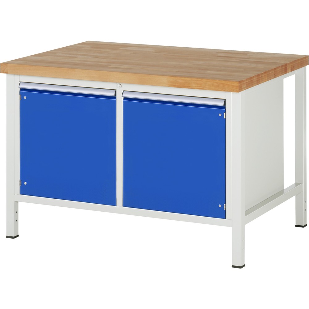Productafbeelding nr. 1: Werkbank RAU serie 8000, 1 dubbele kast, 2 draaideuren, hxbxd 840 x 1.250 x 900 mm