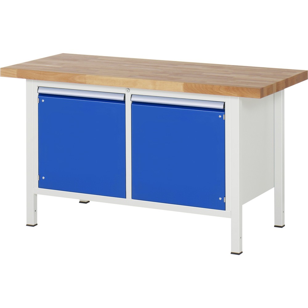 Product afbeelding: Werkbank RAU serie 8000, 1 dubbele kast, 2 draaideuren, hxbxd 840-1.040 x 1.500 x 700 mm