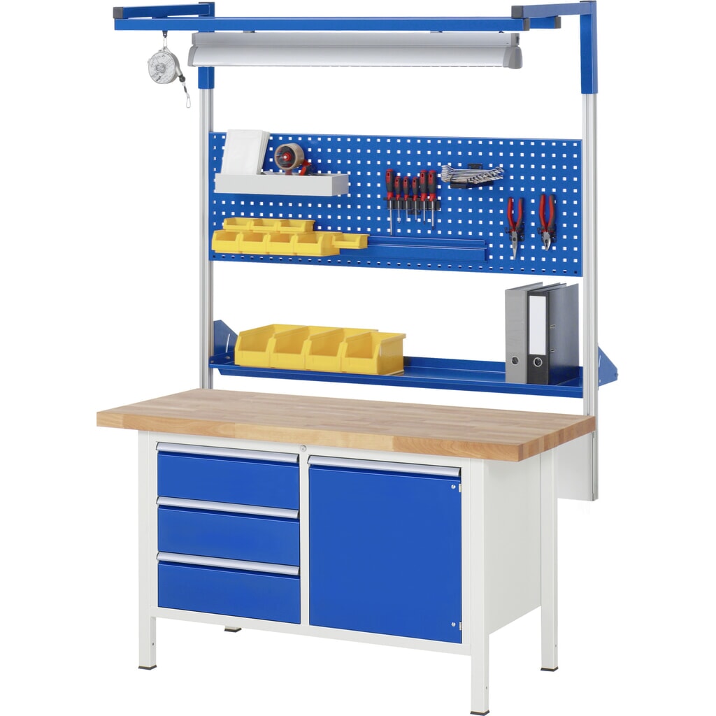 Werkbank RAU serie 8000, 1 dubbele kast, 1 draaideur, hxbxd 840-1.040 x 1.500 x 900 mm, 4 lades Productafbeelding nr. 9: Werkbank RAU serie 8000, 1 dubbele kast, 1 draaideur, hxbxd 840-1.040 x 1.500 x 900 mm, 4 lades
