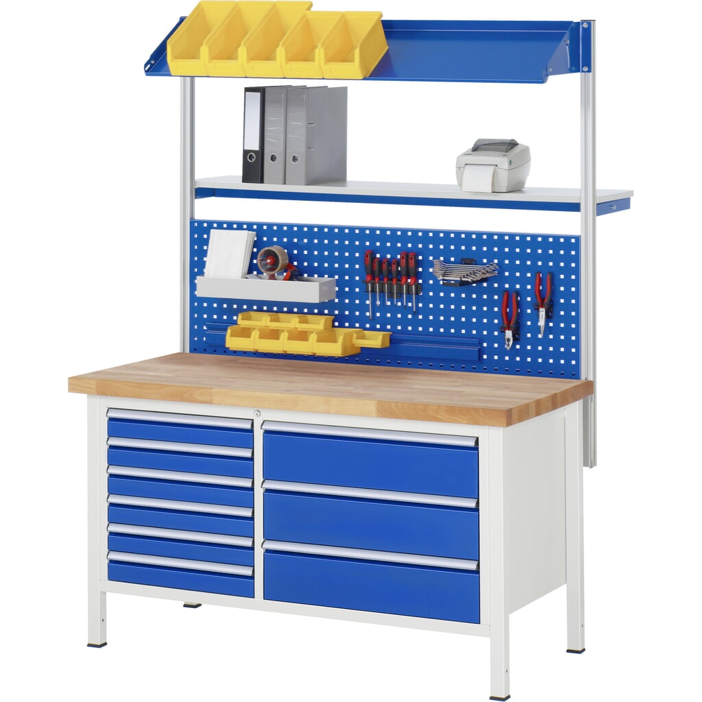 Werkbank RAU serie 8000, 1 dubbele kast, 1 legbord, 1 draaideur, hxbxd 840 x 1.500 x 900 mm, 2 x voor 90% uittrekbare lades, 1 x 180, 1 x 360 mm, draagvermogen lade 75 kg Productafbeelding nr. 6: Werkbank RAU serie 8000, 1 dubbele kast, 1 legbord, 1 draaideur, hxbxd 840 x 1.500 x 900 mm, 2 x voor 90% uittrekbare lades, 1 x 180, 1 x 360 mm, draagvermogen lade 75 kg