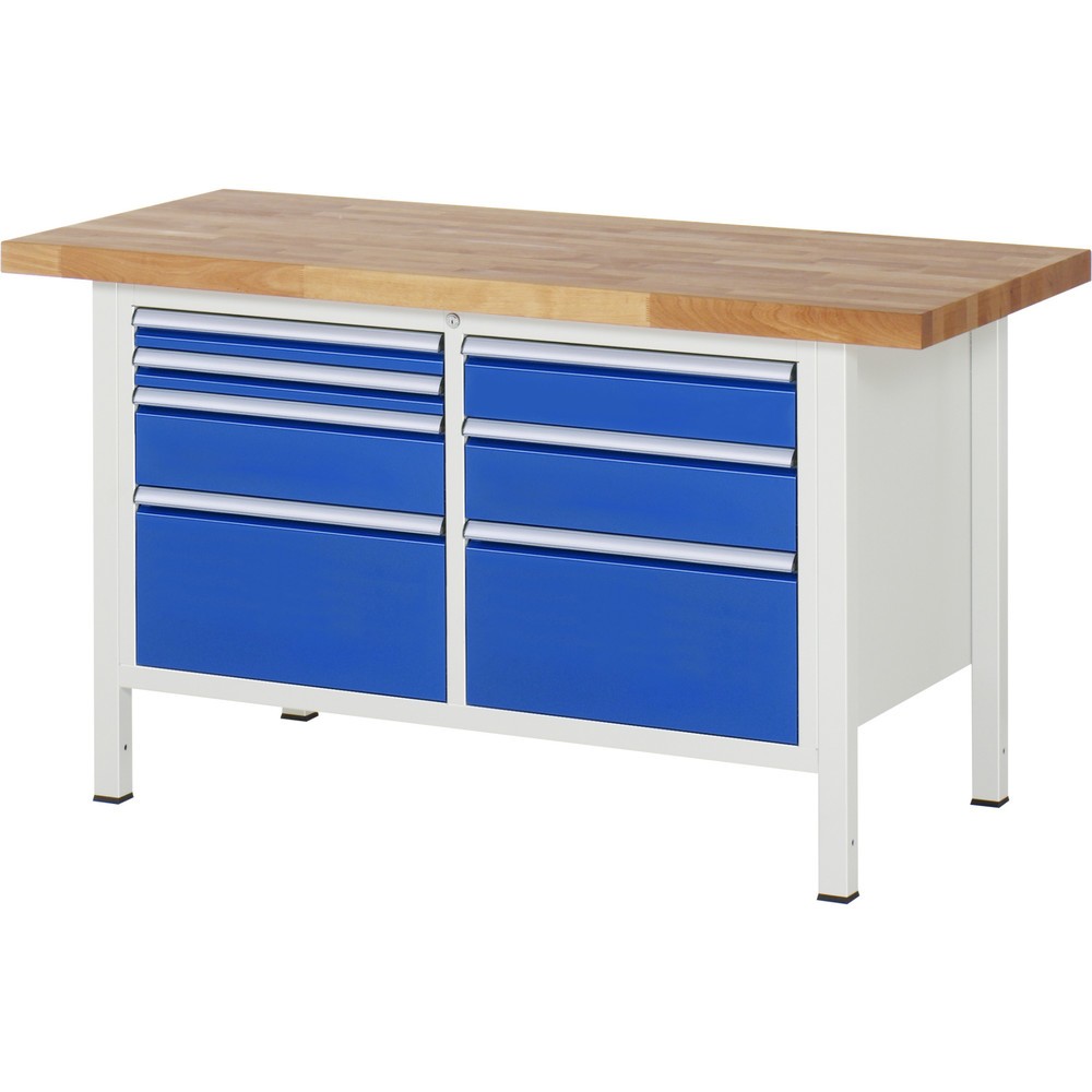 Productafbeelding nr. 1: Werkbank RAU serie 8000, 1 dubbele kast, hxbxd 840 x 1.500 x 700 mm, 7 x voor 90% uittrekbare lades