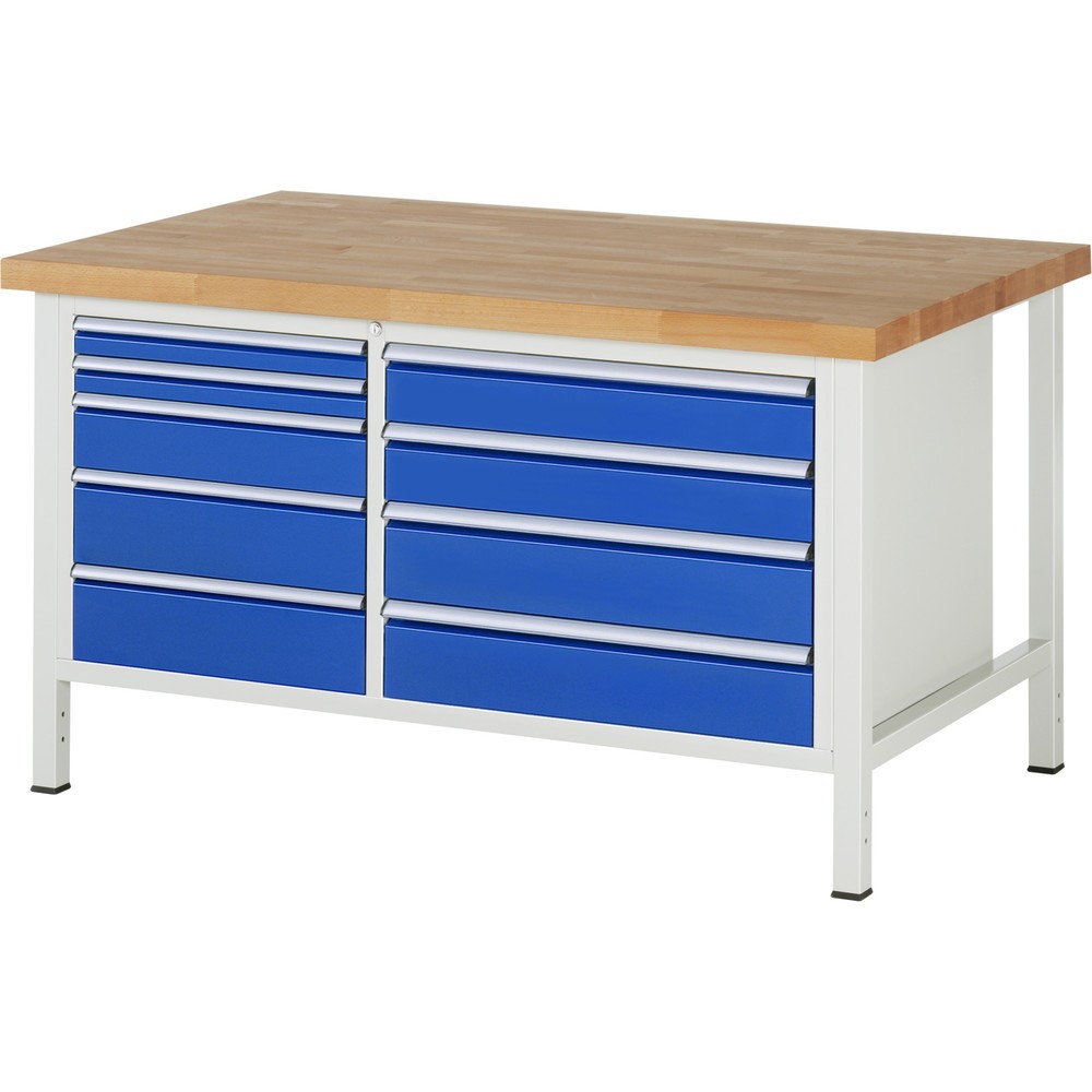 Productafbeelding nr. 1: Werkbank RAU serie 8000, 1 dubbele kast, hxbxd 840 x 1.500 x 900 mm, 9 x voor 90% uittrekbare lades, 2 x 60, 3 x 120, 4 x 150 mm, draagvermogen lade 75 / 100 kg