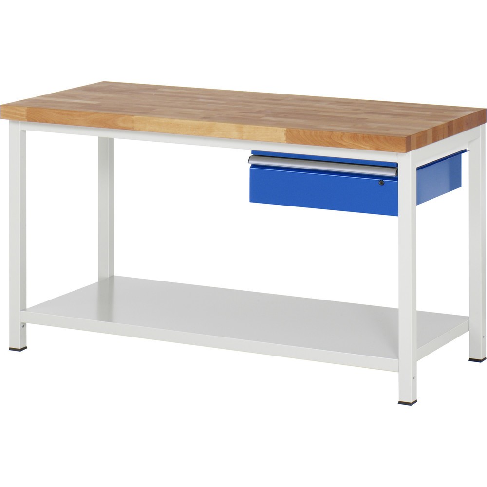 Productafbeelding nr. 1: Werkbank RAU serie 8000, hxbxd 840-1.040 x 1.500 x 700 mm, 1 lade, 1 legbord diepte 650 mm
