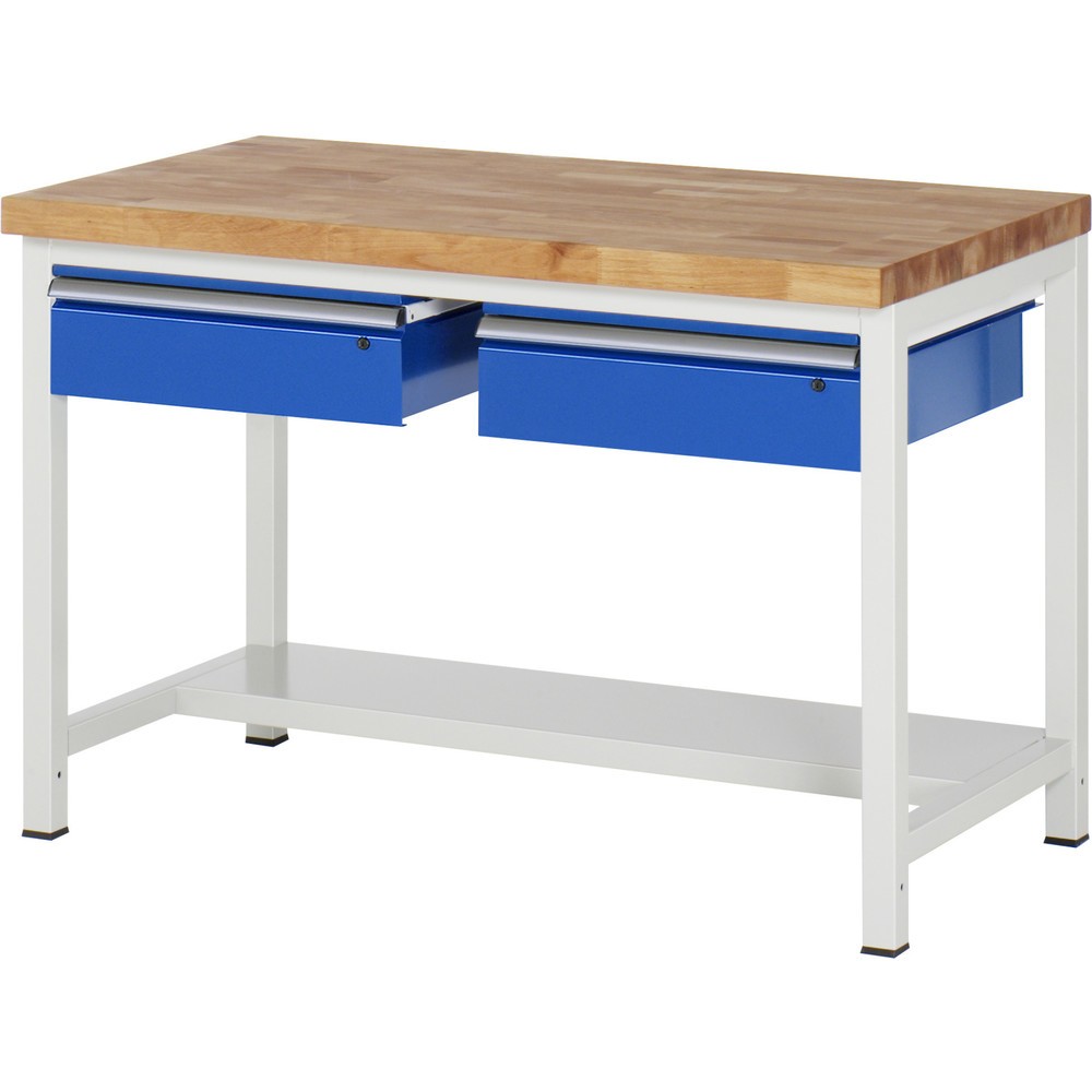 Productafbeelding nr. 1: Werkbank RAU serie 8000, hxbxd 840-1.040 x 1.250 x 700 mm, 2 lades, 1 legbord diepte 320 mm