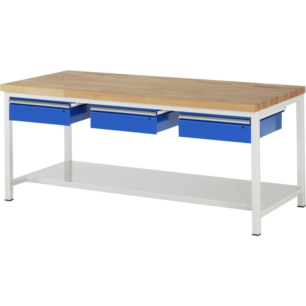 Productafbeelding nr. 1: Werkbank RAU serie 8000, hxbxd 840 x 2.000 x 900 mm, 3 lades, 1 legbord diepte 650 mm
