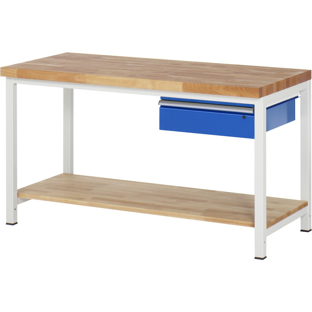 Productafbeelding nr. 1: RAU werkbank serie 8000, h x b x d 840-1.040 x 1.500 x 700 mm, 1 lade rechts, legbord onderaan