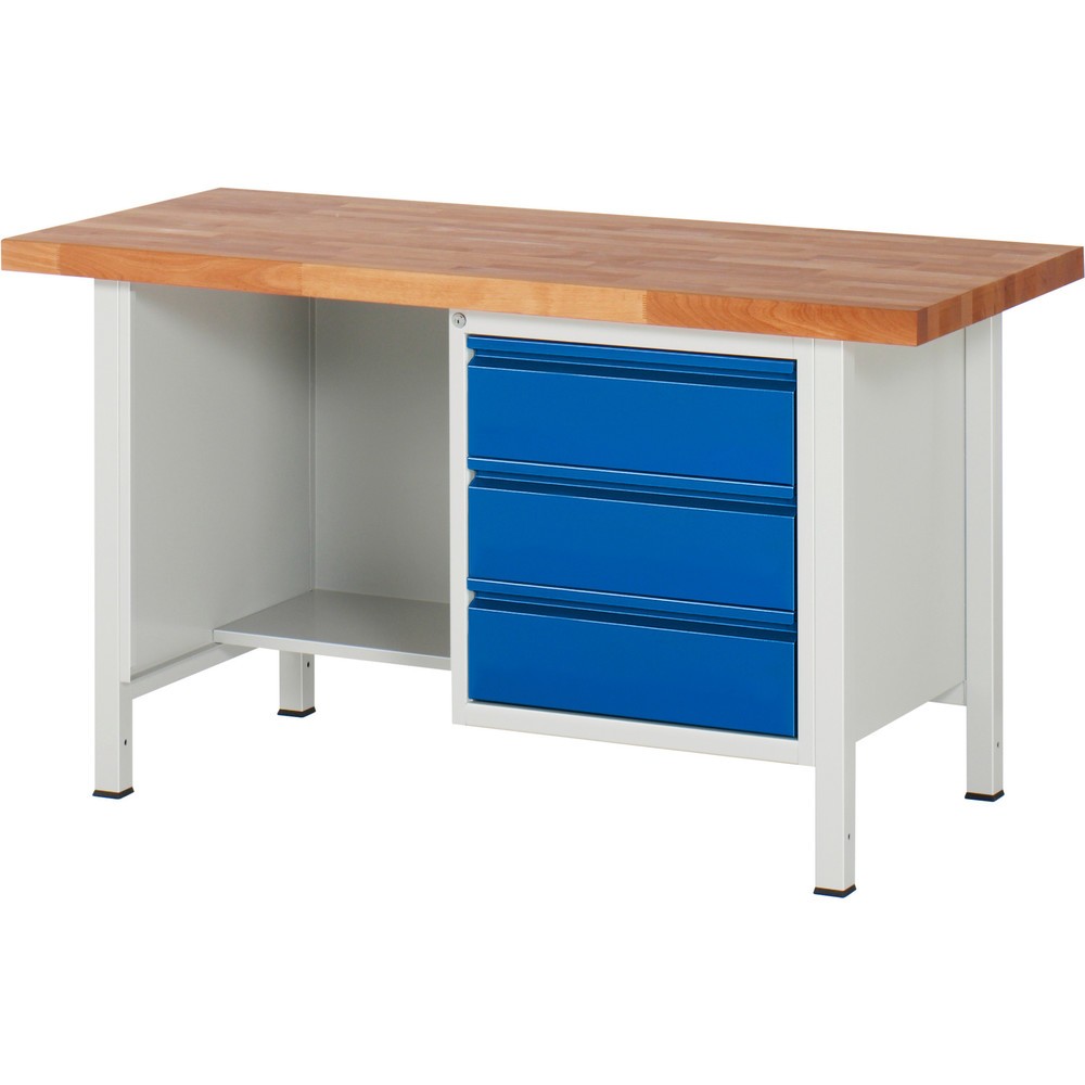 Productafbeelding nr. 1: Werkbank RAU serie 8000, 1 legbord, hxbxd 840-1.040 x 1.500 x 700 mm, 3 lades