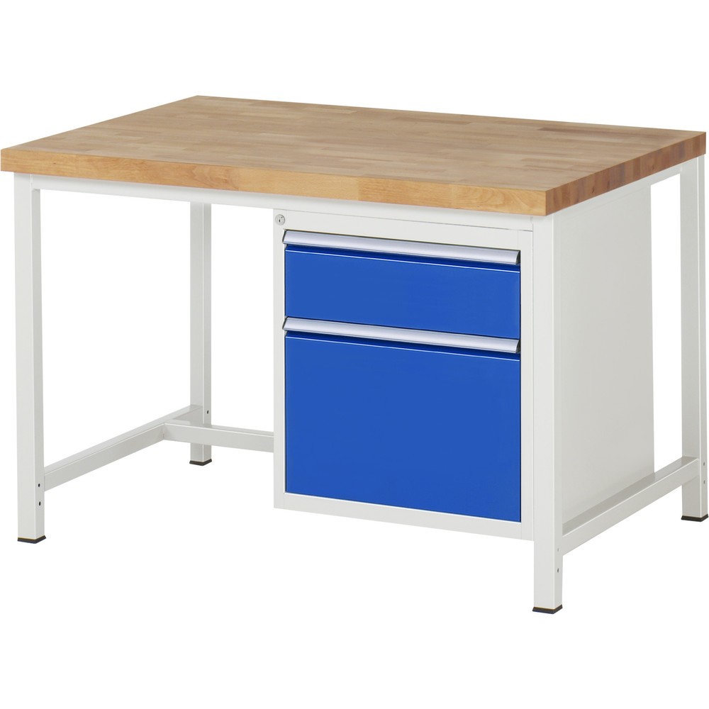 Productafbeelding nr. 1: Werkbank RAU serie 8000, hxbxd 840 x 1.250 x 900 mm, 2 x voor 100% uittrekbare lades, 1 x 180, 1 x 360 mm, draagvermogen lade 100 kg