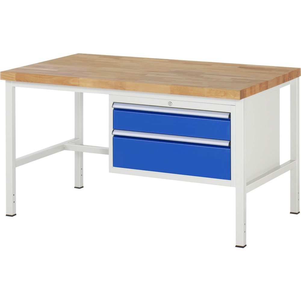 Productafbeelding nr. 1: Werkbank RAU serie 8000, hxbxd 840-1.040 x 1.500 x 900 mm, 2 x voor 100% uittrekbare lades, 1 x 150, 1 x 210 mm, draagvermogen lade 75 kg
