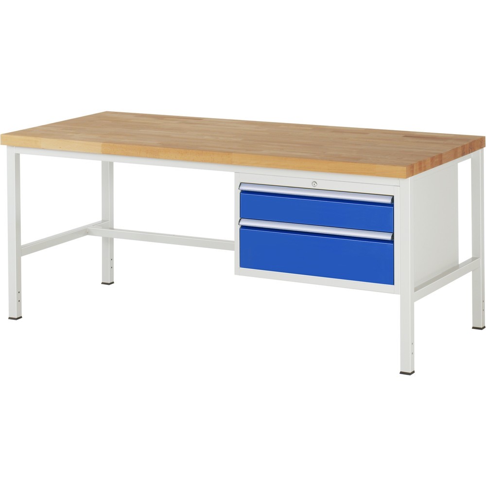 Productafbeelding nr. 1: Werkbank RAU serie 8000, hxbxd 840-1.040 x 2.000 x 900 mm, 2 x voor 100% uittrekbare lades, 1 x 150, 1 x 210 mm, draagvermogen lade 75 kg