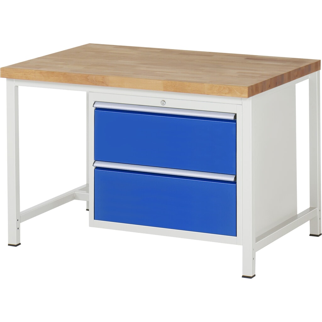 Werkbank RAU serie 8000, hxbxd 840 x 1.250 x 900 mm, 2 x voor 100% uittrekbare lades, 2 x 270 mm, draagvermogen lade 75 kg Product afbeelding: Werkbank RAU serie 8000, hxbxd 840 x 1.250 x 900 mm, 2 x voor 100% uittrekbare lades, 2 x 270 mm, draagvermogen lade 75 kg