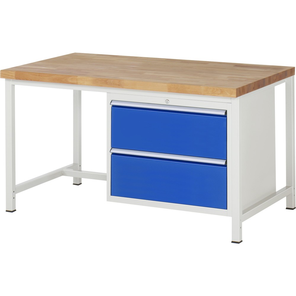 Productafbeelding nr. 1: Werkbank RAU serie 8000, hxbxd 840-1.040 x 1.500 x 900 mm, 2 x voor 100% uittrekbare lades, 2 x 270 mm, draagvermogen lade 75 kg