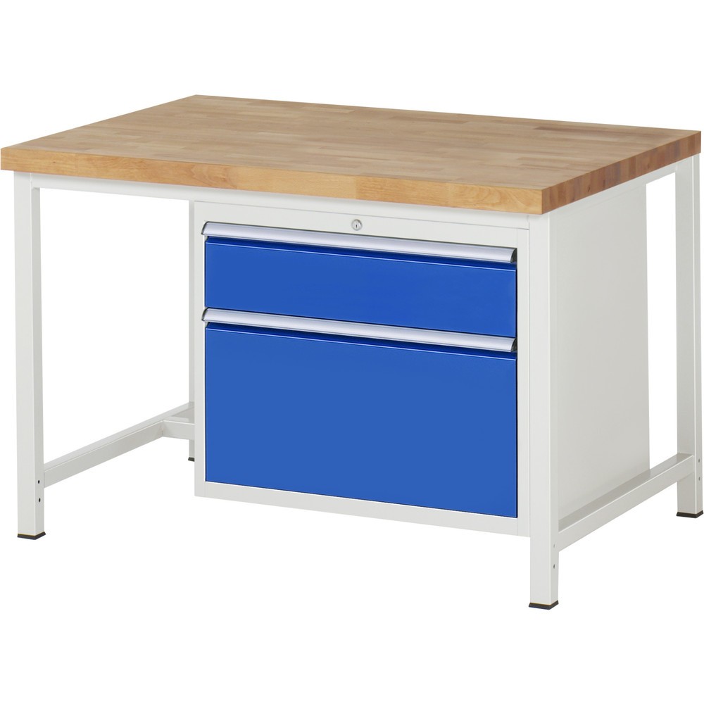 Productafbeelding nr. 1: Werkbank RAU serie 8000, hxbxd 840-1.040 x 1.250 x 900 mm, 2 x voor 100% uittrekbare lades, 1 x 180, 1 x 360 mm, draagvermogen lade 75 kg