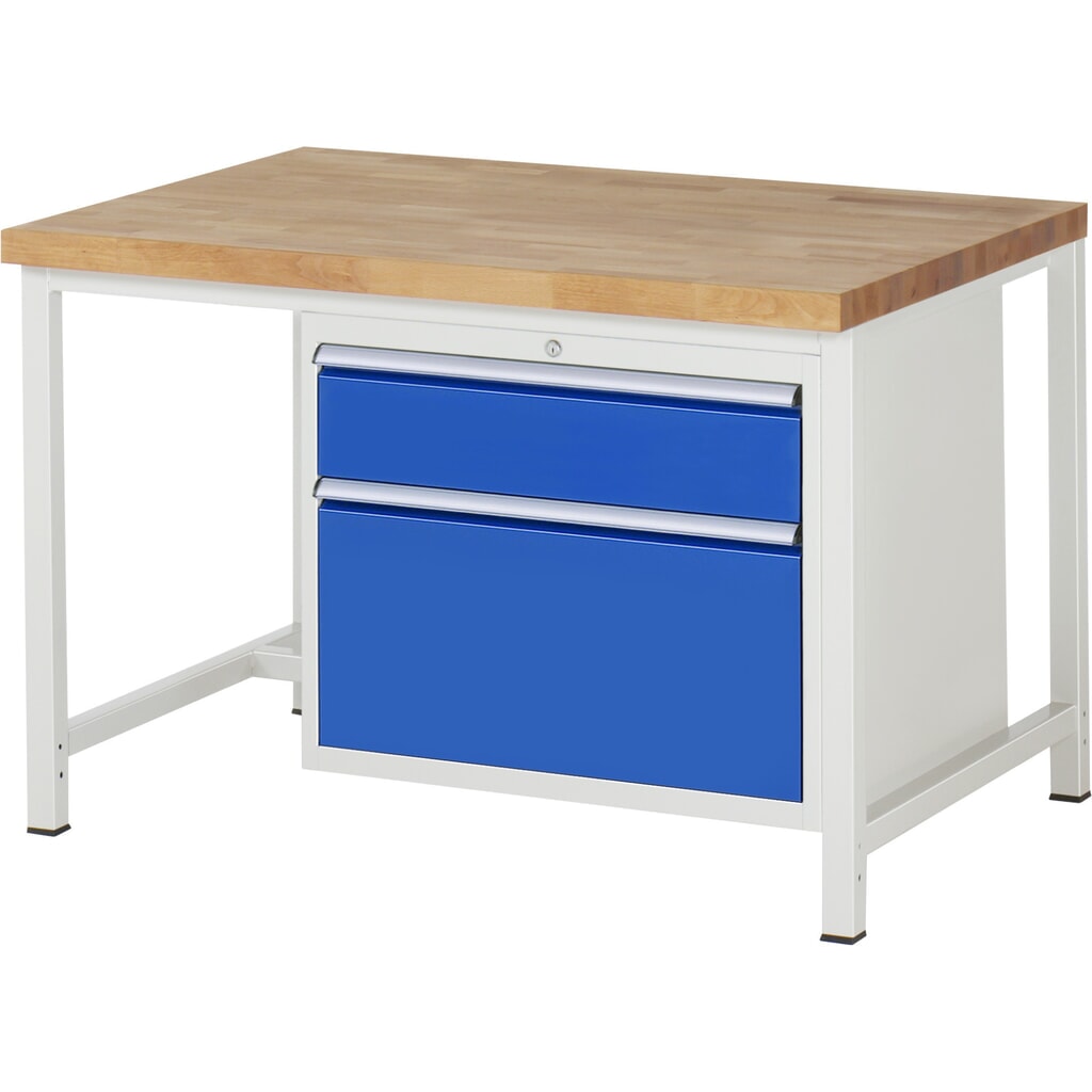 Productafbeelding nr. 1: Werkbank RAU serie 8000, hxbxd 840-1.040 x 1.250 x 900 mm, 2 x voor 100% uittrekbare lades, 1 x 180, 1 x 360 mm, draagvermogen lade 75 kg