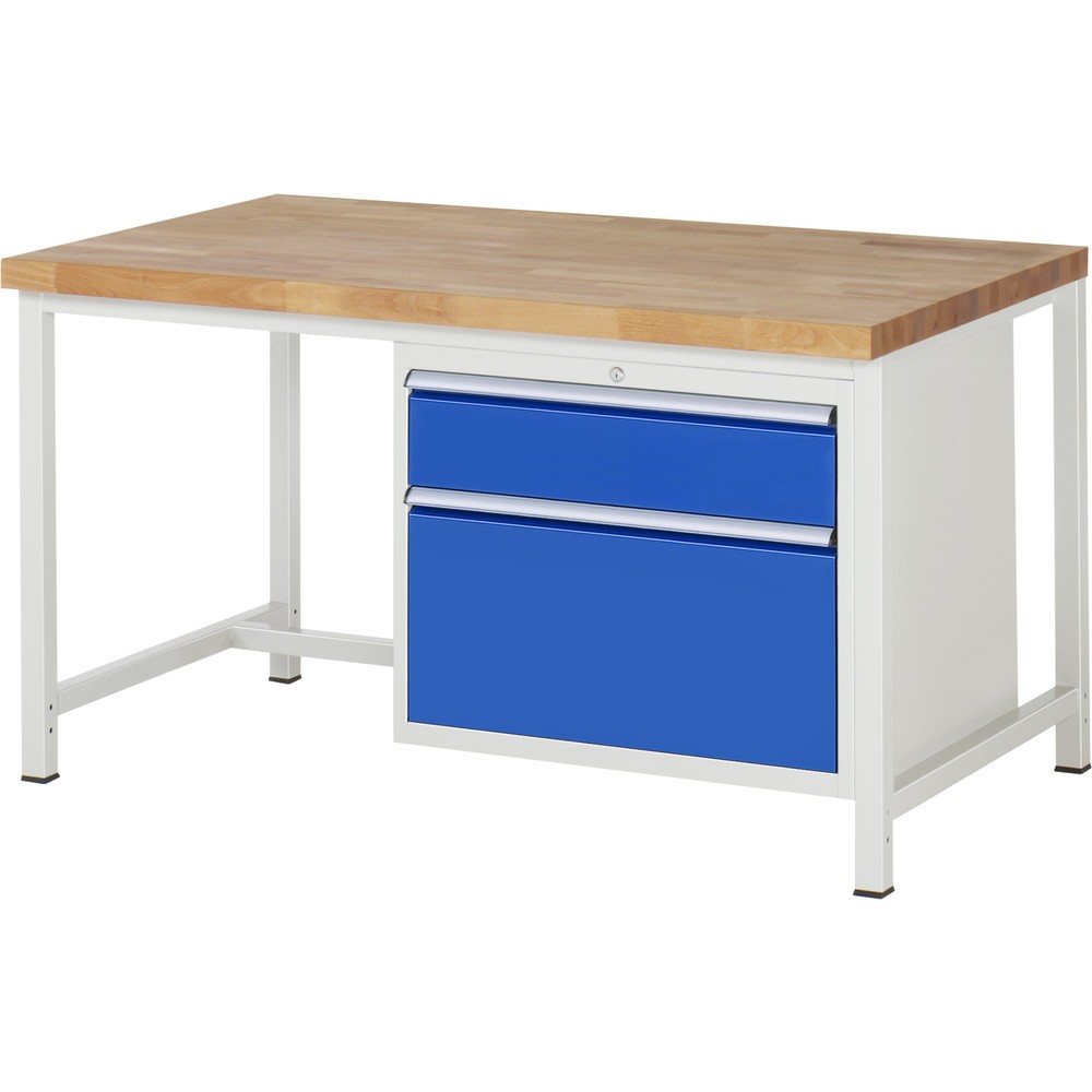 Product afbeelding: Werkbank RAU serie 8000, hxbxd 840 x 1.500 x 900 mm, 2 x voor 90% uittrekbare lades, 1 x 180, 1 x 360 mm, draagvermogen lade 75 kg