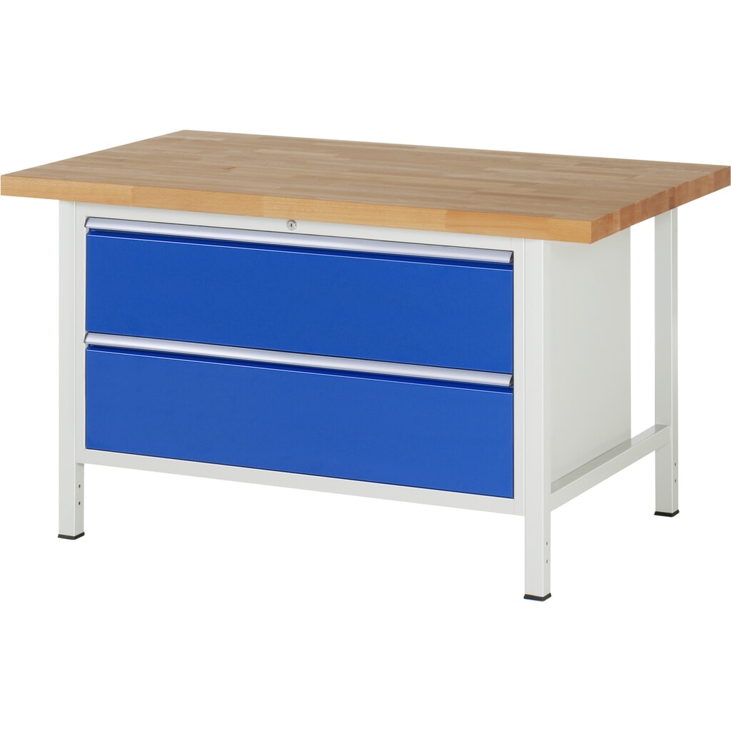 Werkbank RAU serie 8000, hxbxd 840-1.040 x 1.500 x 900 mm, 2 x voor 100% uittrekbare lades, 2 x 270 mm, draagvermogen lade 50 kg Product afbeelding: Werkbank RAU serie 8000, hxbxd 840-1.040 x 1.500 x 900 mm, 2 x voor 100% uittrekbare lades, 2 x 270 mm, draagvermogen lade 50 kg