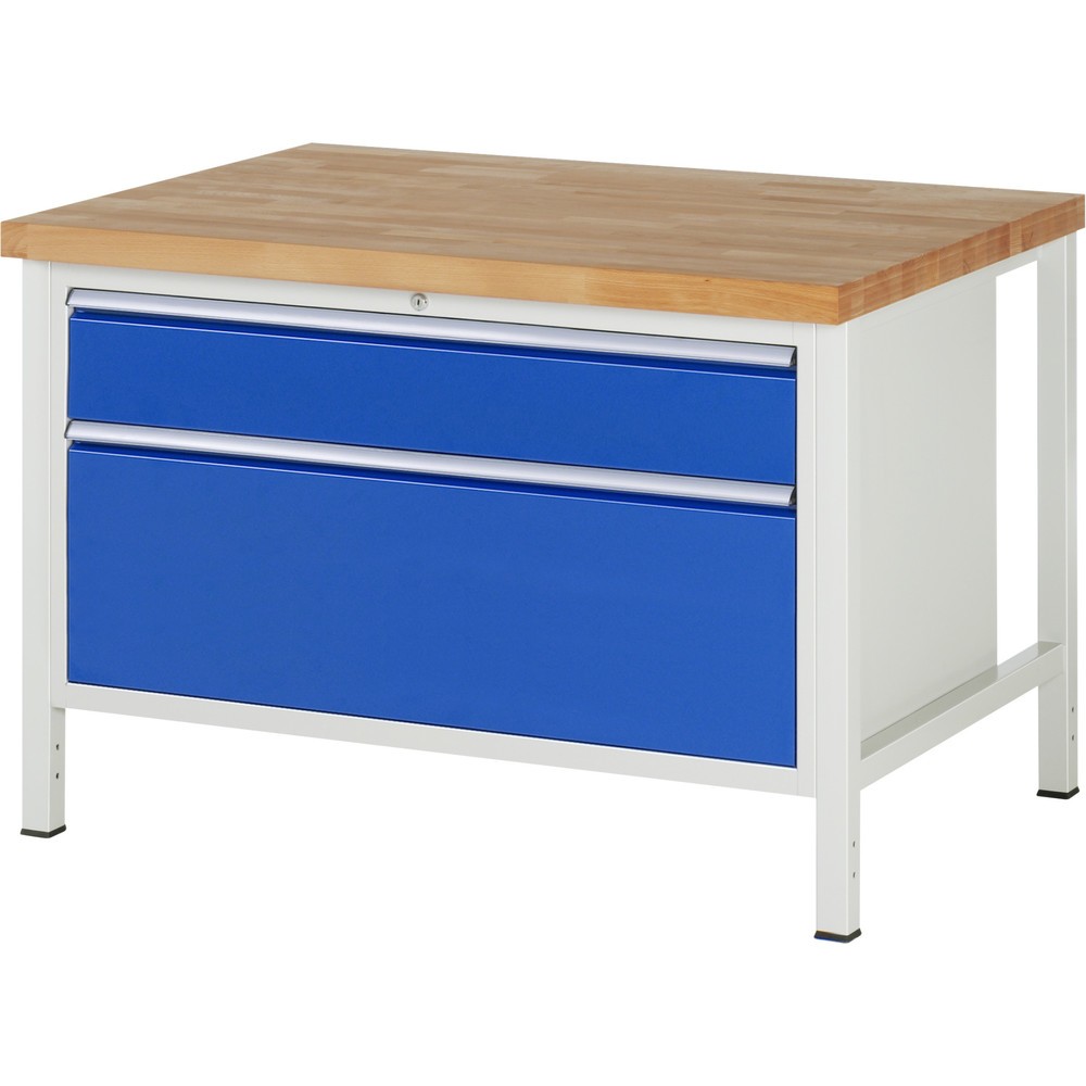 Productafbeelding nr. 1: Werkbank RAU serie 8000, hxbxd 840-1.040 x 1.250 x 900 mm, 2 x voor 100% uittrekbare lades, 1 x 180, 1 x 360 mm, draagvermogen lade 50 kg