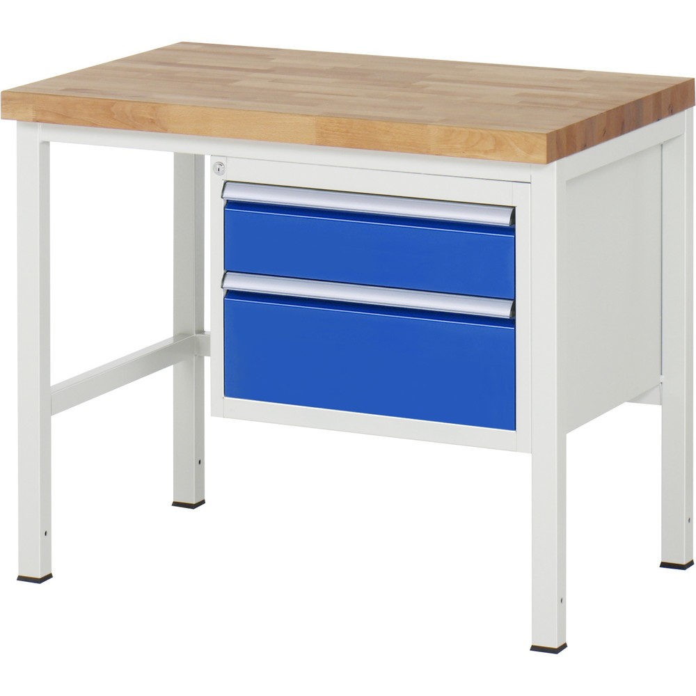Productafbeelding nr. 1: Werkbank RAU serie 8000, hxbxd 840-1.040 x 1.000 x 700 mm, 2 x voor 90% uittrekbare lades, 1 x 150, 1 x 210 mm, draagvermogen lade 100 kg