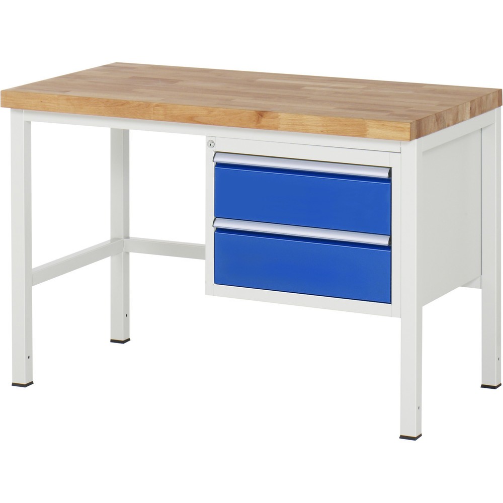 Product afbeelding: Werkbank RAU serie 8000, hxbxd 840 x 1.250 x 700 mm, 2 x voor 100% uittrekbare lades, 2 x 180 mm, draagvermogen lade 100 kg
