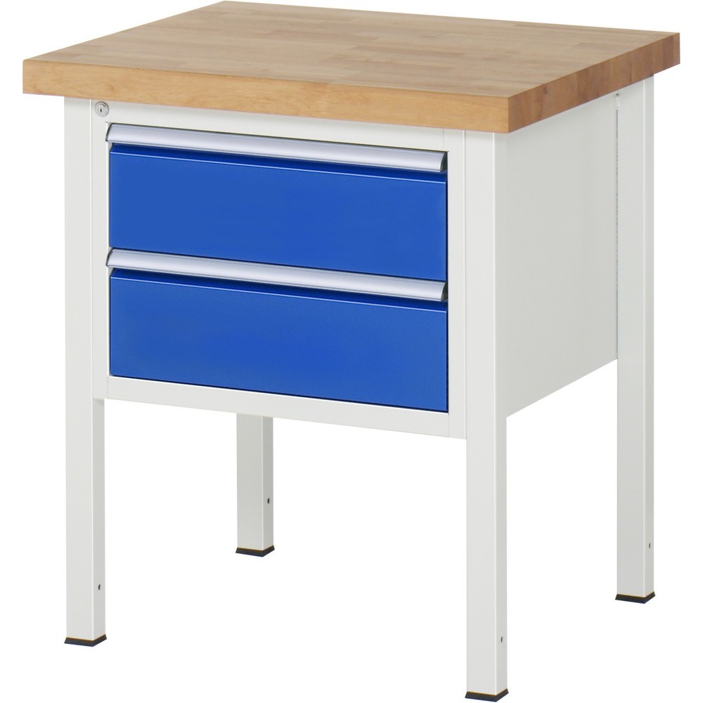 Product afbeelding: Werkbank RAU serie 8000, hxbxd 840-1.040 x 750 x 700 mm, 2 x voor 90% uittrekbare lades, 2 x 180 mm, draagvermogen lade 100 kg