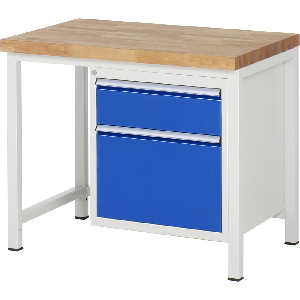 Productafbeelding nr. 1: Werkbank RAU serie 8000, hxbxd 840-1.040 x 1.000 x 700 mm, 2 x voor 100% uittrekbare lades, 1 x 180, 1 x 360 mm, draagvermogen lade 100 kg
