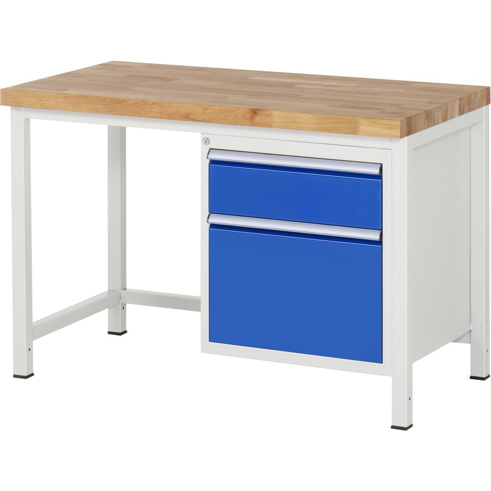 Productafbeelding nr. 1: Werkbank RAU serie 8000, hxbxd 840 x 1.250 x 700 mm, 2 x voor 90% uittrekbare lades, 1 x 180, 1 x 360 mm, draagvermogen lade 100 kg