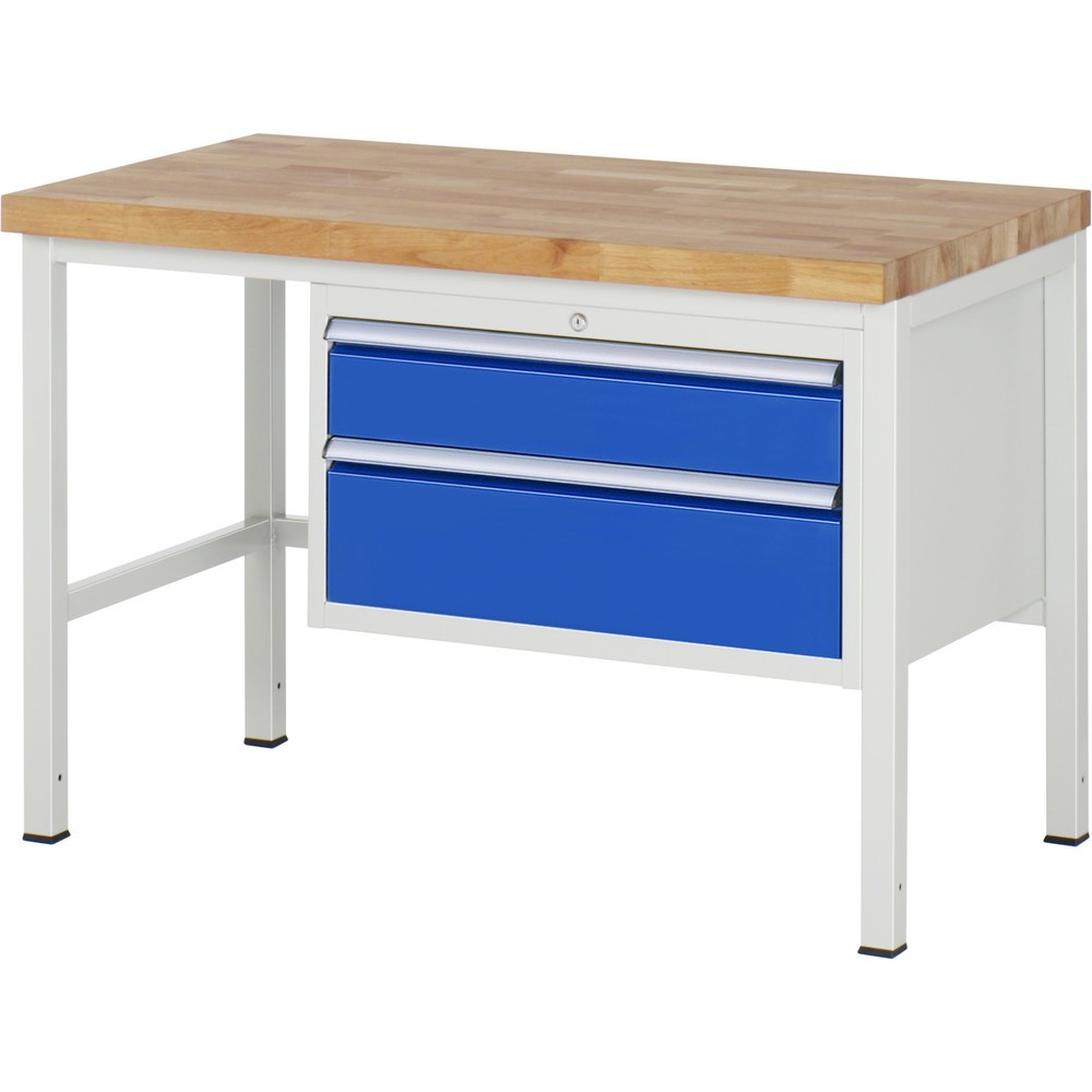 Productafbeelding nr. 1: Werkbank RAU serie 8000, hxbxd 840-1.040 x 1.250 x 700 mm, 2 x voor 100% uittrekbare lades, 1 x 150, 1 x 210 mm, draagvermogen lade 75 kg