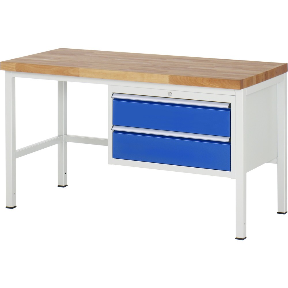 Productafbeelding nr. 1: Werkbank RAU serie 8000, hxbxd 840-1.040 x 1.500 x 700 mm, 2 x voor 100% uittrekbare lades, 2 x 180 mm, draagvermogen lade 75 kg