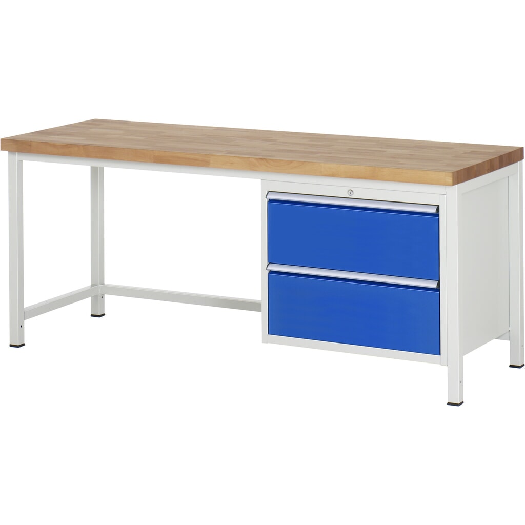 Werkbank RAU serie 8000, hxbxd 840 x 2.000 x 700 mm, 2 x voor 90% uittrekbare lades, 2 x 270 mm, draagvermogen lade 75 kg Productafbeelding nr. 1: Werkbank RAU serie 8000, hxbxd 840 x 2.000 x 700 mm, 2 x voor 90% uittrekbare lades, 2 x 270 mm, draagvermogen lade 75 kg