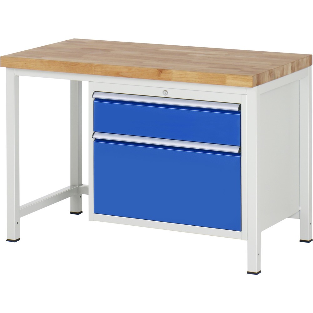 Productafbeelding nr. 1: Werkbank RAU serie 8000, hxbxd 840 x 1.250 x 700 mm, 2 x voor 100% uittrekbare lades, 1 x 180, 1 x 360 mm, draagvermogen lade 75 kg