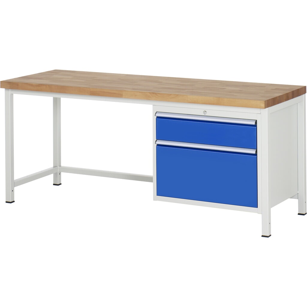 Productafbeelding nr. 1: Werkbank RAU serie 8000, hxbxd 840 x 2.000 x 700 mm, 2 x voor 100% uittrekbare lades, 1 x 180, 1 x 360 mm, draagvermogen lade 75 kg