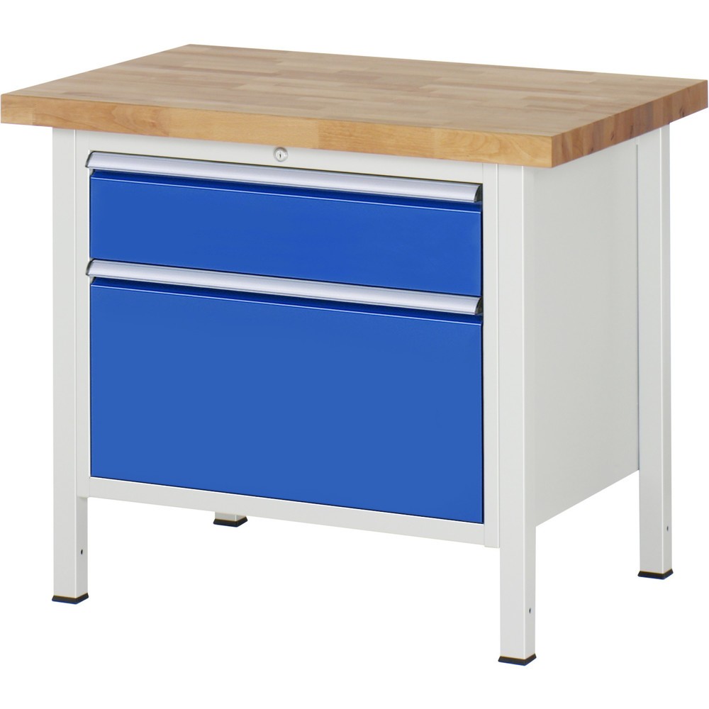Productafbeelding nr. 1: Werkbank RAU serie 8000, hxbxd 840 x 1.000 x 700 mm, 2 x voor 100% uittrekbare lades, 1 x 180, 1 x 360 mm, draagvermogen lade 75 kg
