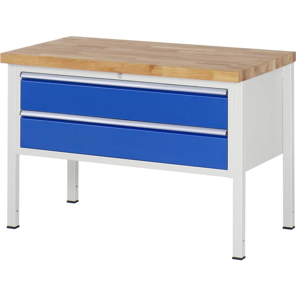 Productafbeelding nr. 1: Werkbank RAU serie 8000, hxbxd 840 x 1.250 x 700 mm, 2 x voor 90% uittrekbare lades, 2 x 180 mm, draagvermogen lade 50 kg