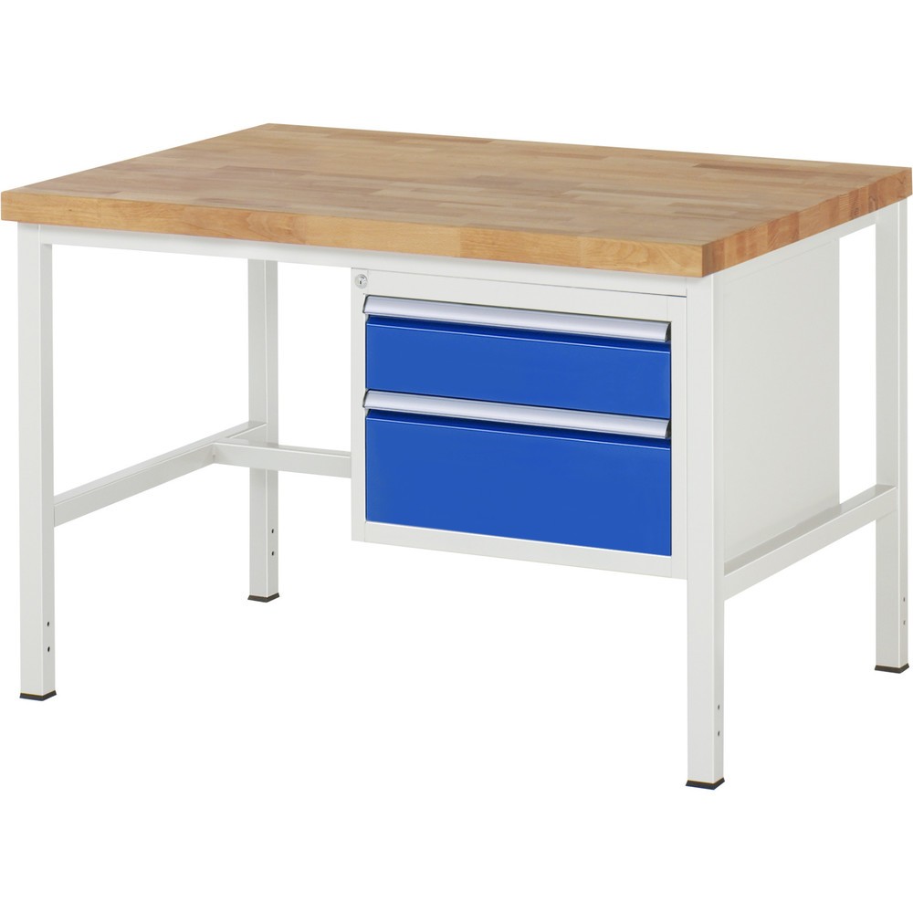 Productafbeelding nr. 1: Werkbank RAU serie 8000, hxbxd 840-1.040 x 1.250 x 900 mm, 2 x voor 90% uittrekbare lades, 1 x 150, 1 x 210 mm, draagvermogen lade 100 kg