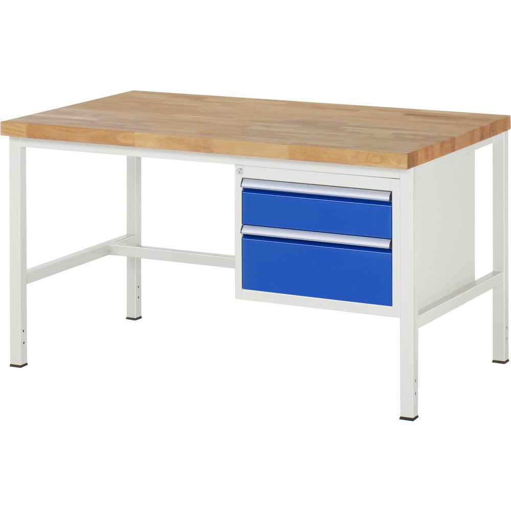Productafbeelding nr. 1: Werkbank RAU serie 8000, hxbxd 840-1.040 x 1.500 x 900 mm, 2 x voor 100% uittrekbare lades, 1 x 150, 1 x 210 mm, draagvermogen lade 100 kg