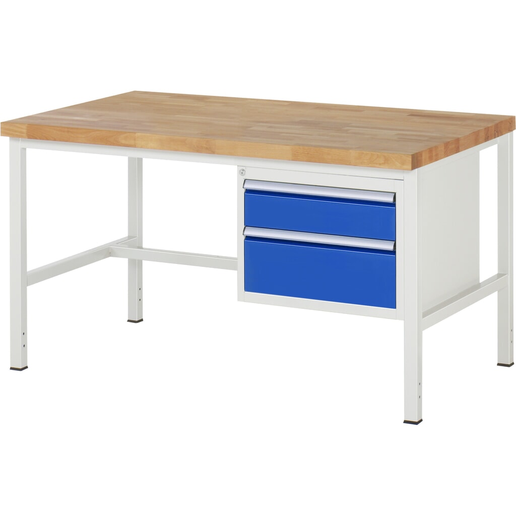 Werkbank RAU serie 8000, hxbxd 840 x 1.500 x 900 mm, 2 x voor 90% uittrekbare lades, 1 x 150, 1 x 210 mm, draagvermogen lade 100 kg Product afbeelding: Werkbank RAU serie 8000, hxbxd 840 x 1.500 x 900 mm, 2 x voor 90% uittrekbare lades, 1 x 150, 1 x 210 mm, draagvermogen lade 100 kg